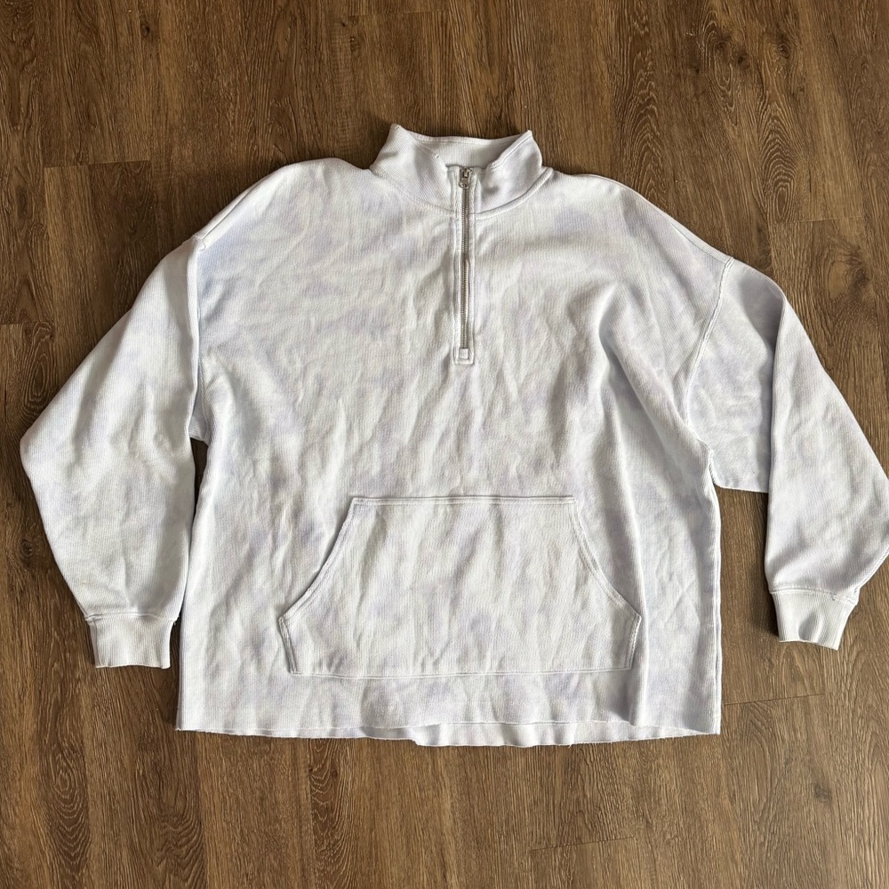 Aerie Quarter-Zip Pullover Sweatshirt in blue‎ tye dye